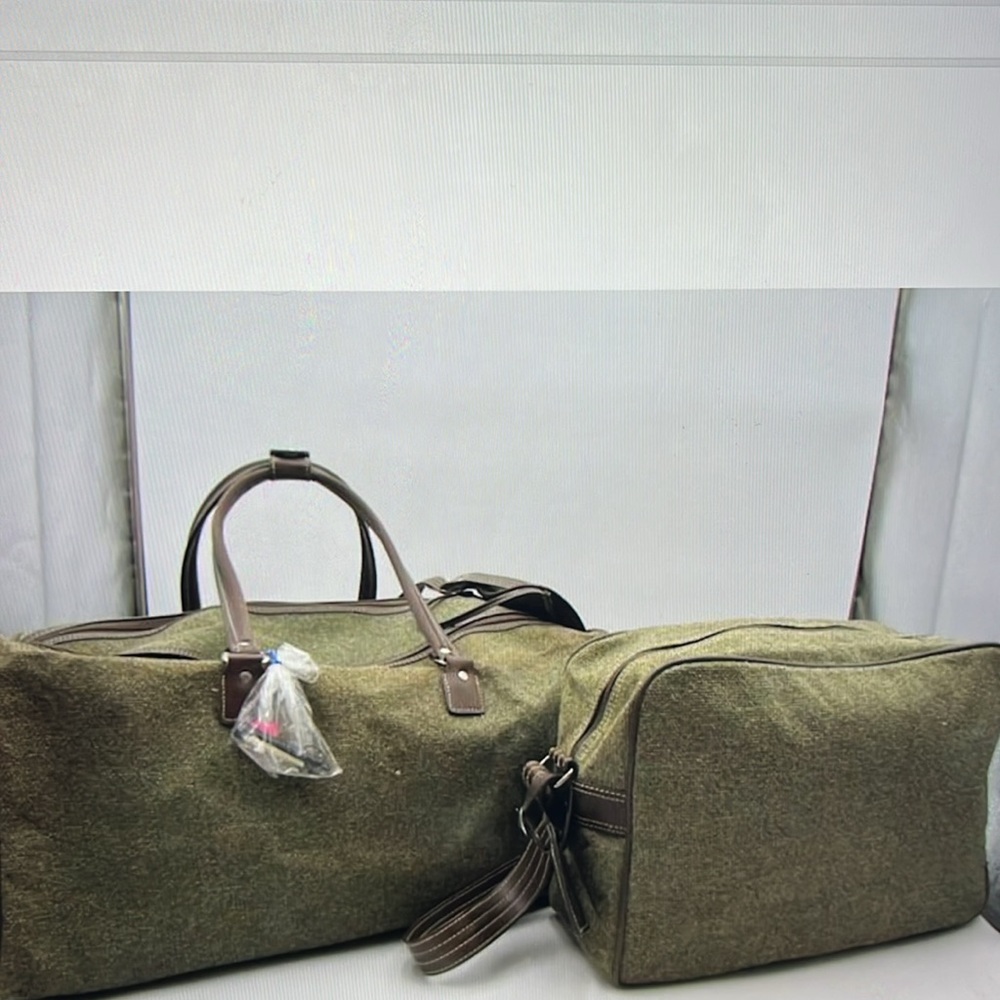Vintage Jordache olive tweed duffle/mini duffle luggage set - Picture 2 of 6